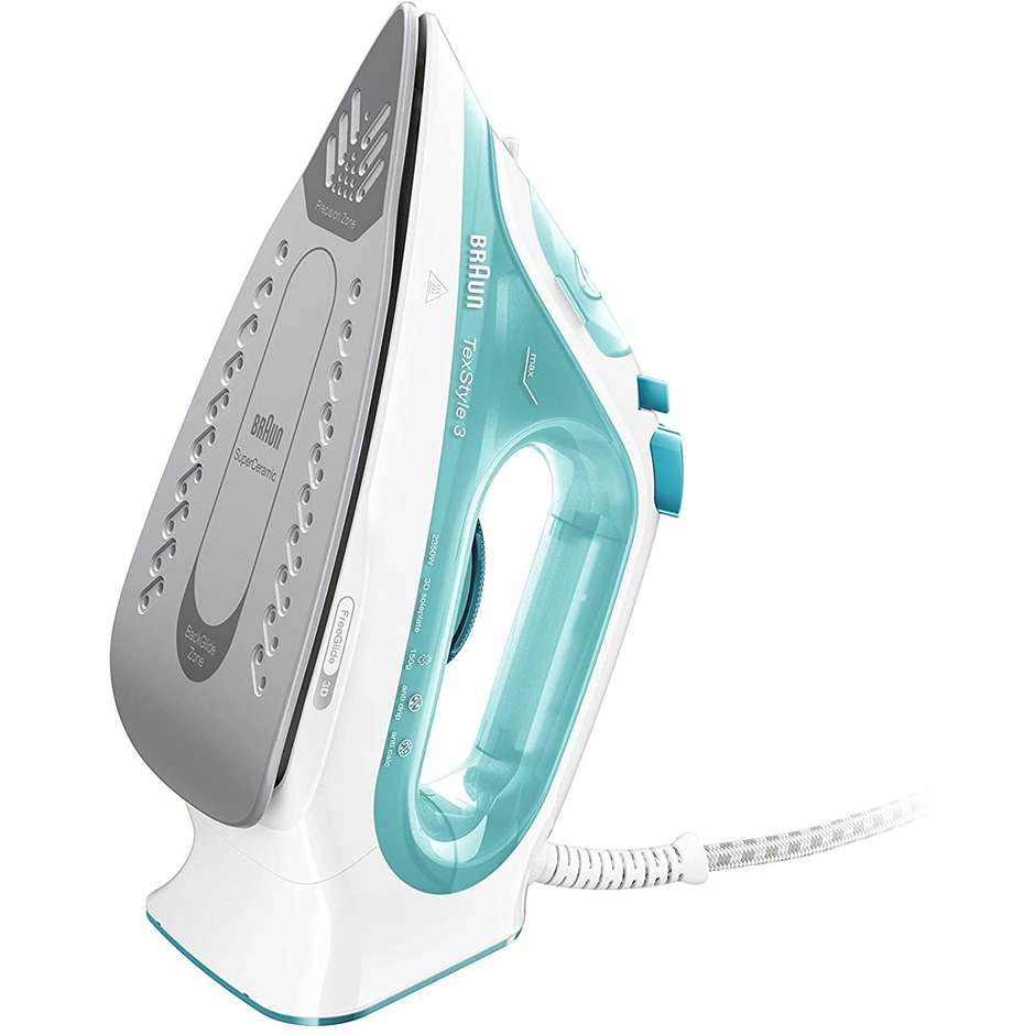 Braun TexStyle 3 SI3041GR Ferro da Stiro a Vapore 2350W 150g/min Turchese e Bianco