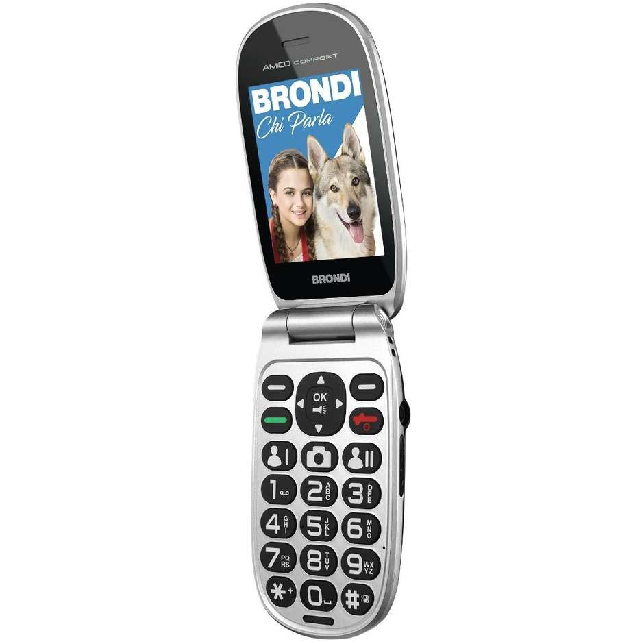 Brondi Amico Comfort Telefono Cellulare Flip 2.8" TFT Dual SIM MP3 colore nero rubber