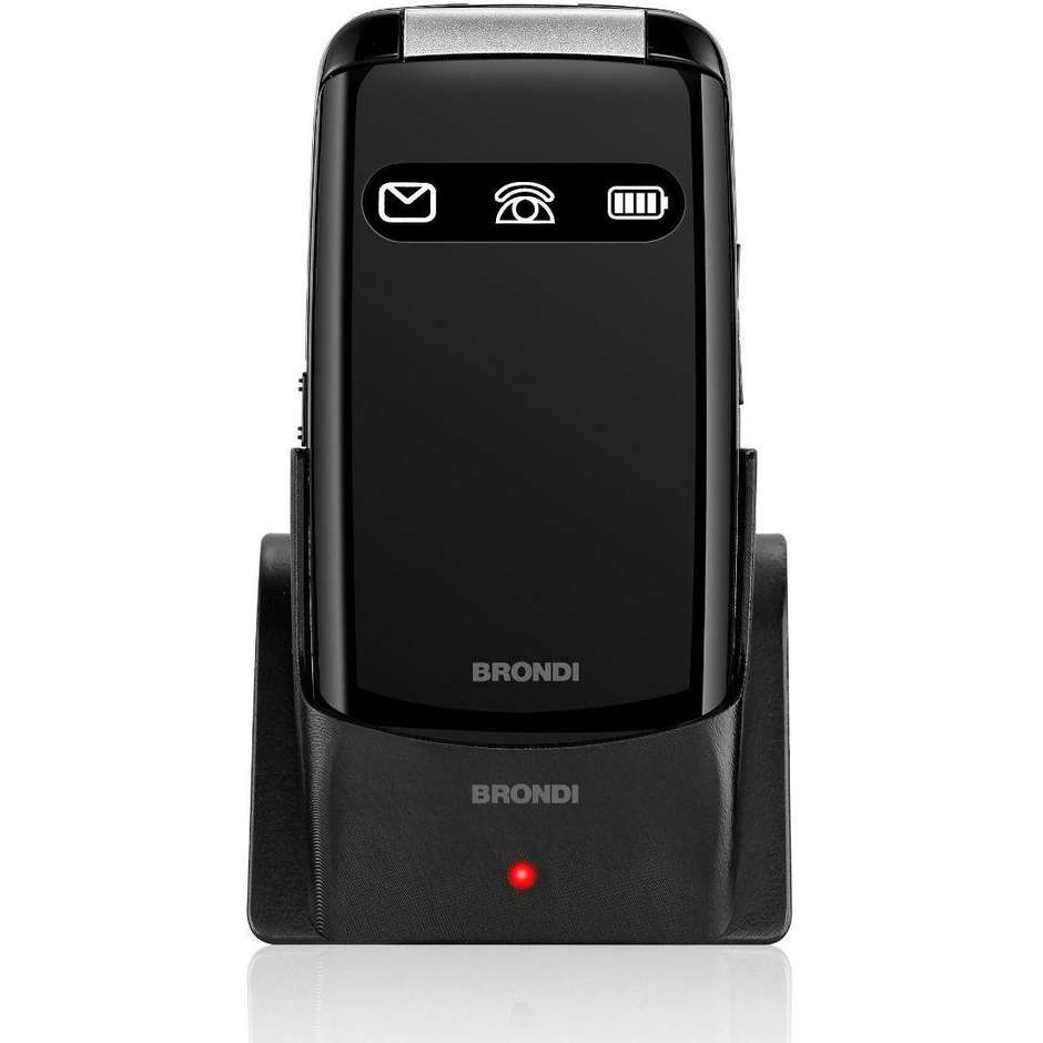 Brondi Amico Favoloso Telefono Cellulare a Conchiglia 2,8" Dual SIM Bluetooth Tasto SOS Nero