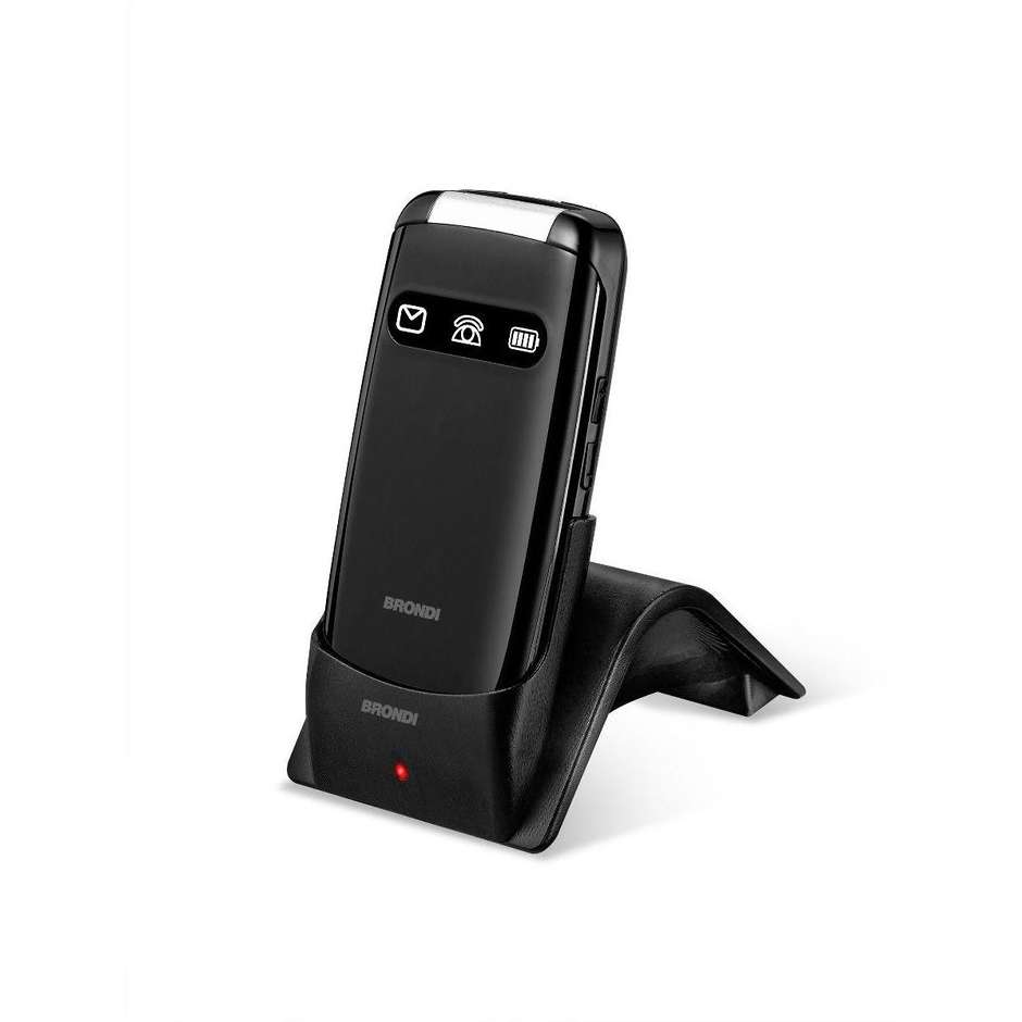 Brondi Amico Favoloso Telefono Cellulare a Conchiglia 2,8" Dual SIM Bluetooth Tasto SOS Nero