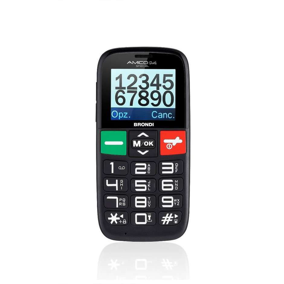 Brondi Amico Gentile Special Telefono cellulare Dual Sim 1,77" SOS Base di ricarica colore Nero