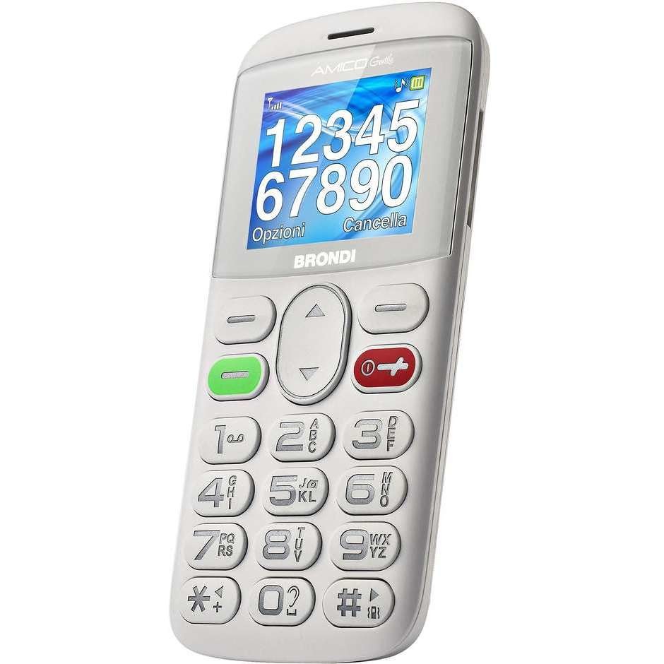 Brondi Amico Gentile + Telefono Cellulare Dual Sim colore Bianco