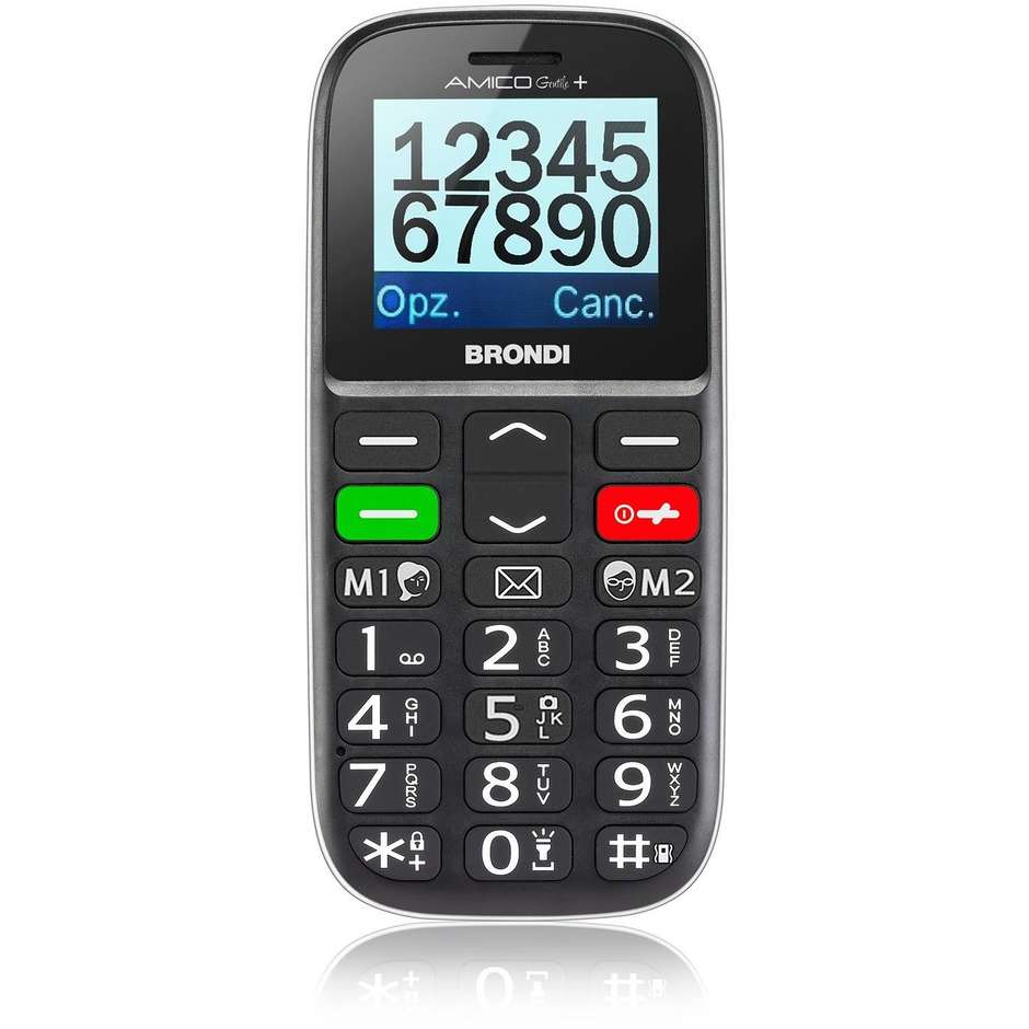 Brondi Amico Gentile + Telefono Cellulare Dual Sim Display 1,77 pollici colore Nero