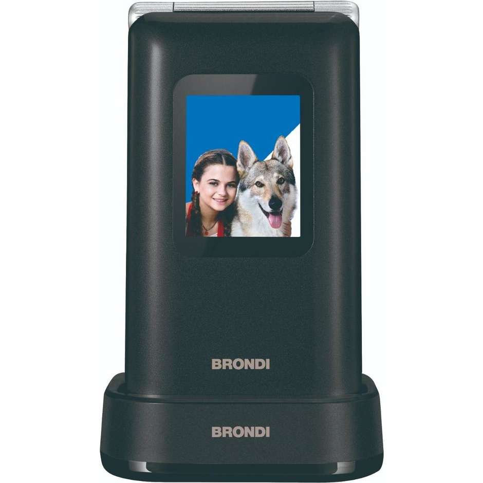 Brondi Amico Prezioso Telefono Cellulare a Conchiglia 1,77" Dual SIM Tasto SOS Nero Metallo
