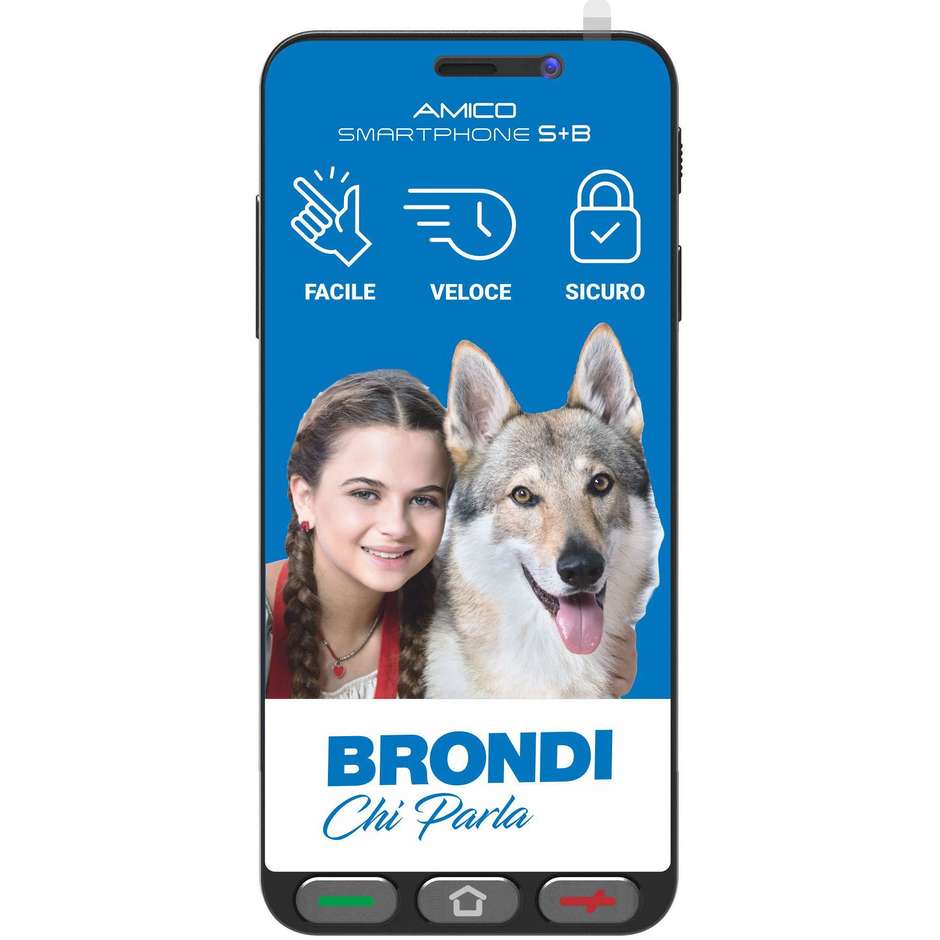 Brondi Amico S+B Smartphone 5,7" Ram 2 Memoria 16 Gb Android colore nero