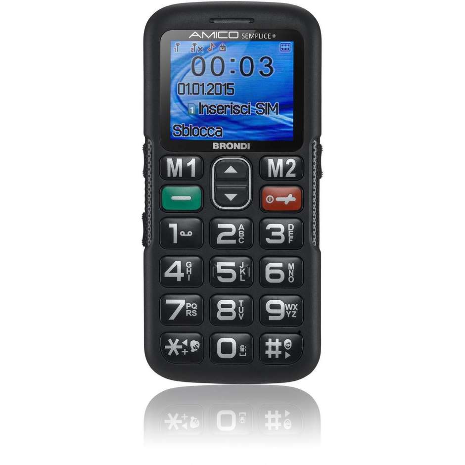 Brondi Amico Semplice + telefono cellulare 1,8" dual sim Bluetooth colore nero