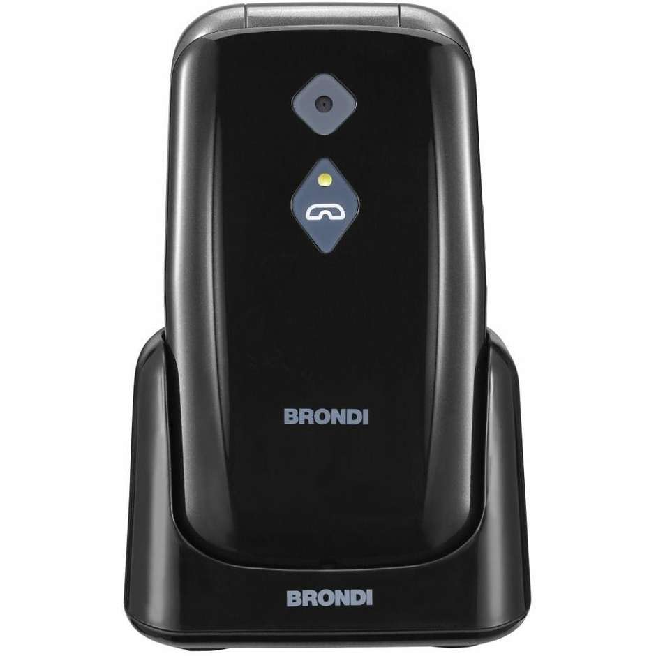 Brondi Amico Sicuro Plus Telefono Cellulare a Conchiglia 2,8" Flip Attivo Tasto SOS Nero