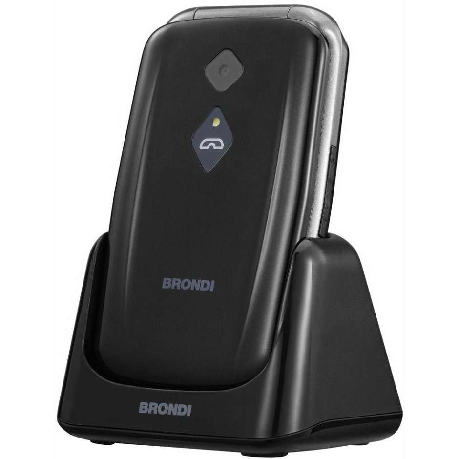 Brondi Amico Sicuro Plus Telefono Cellulare a Conchiglia 2,8" Flip Attivo Tasto SOS Nero