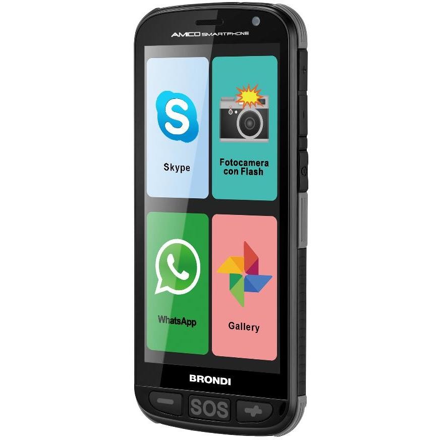 Brondi Amico Smartphone Cellulare Touch con tasto SOS Bluetooth Wifi colore Nero