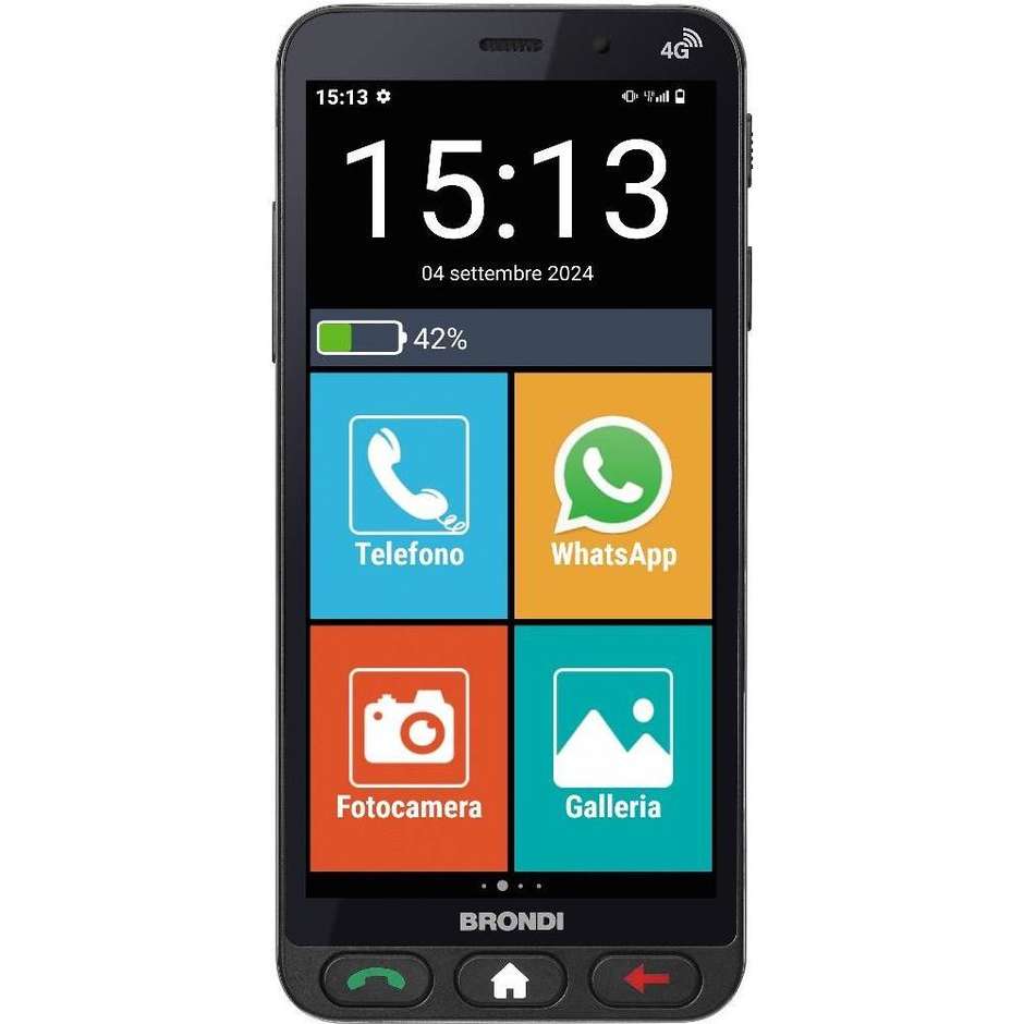 Brondi Amico Vero 4G Smartphone 5.7" Ram 3 GB Memoria 32 GB Android 14 Colore Nero