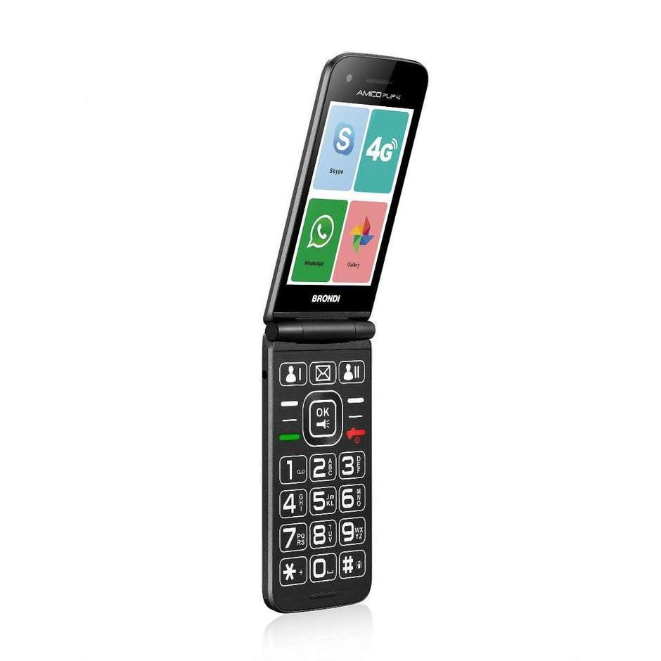 Brondi AMICOFLIP4G Telefono Cellulare 3,5" 4G Doppia SIM Ram 512 Mb Memoria 4 Gb colore grigio