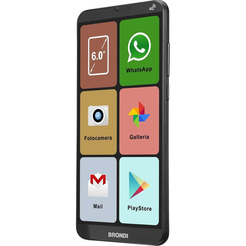 Brondi AMICOSMAXL Smartphone 6" Ram 2 Gb  Memoria 16 Gb Android 11 Colore Nero