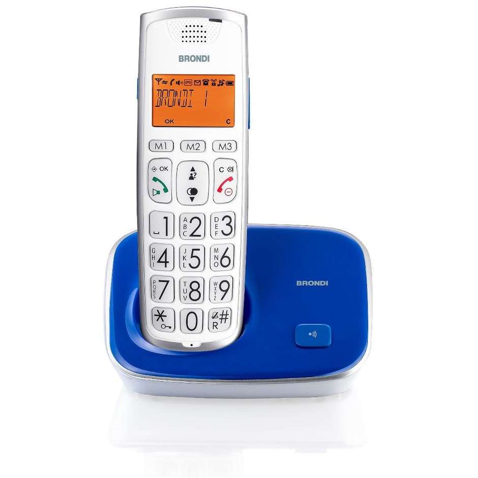 Brondi Bravo Gold 2 telefono cordless tasti grandi 20 memorie vivavoce colore blu
