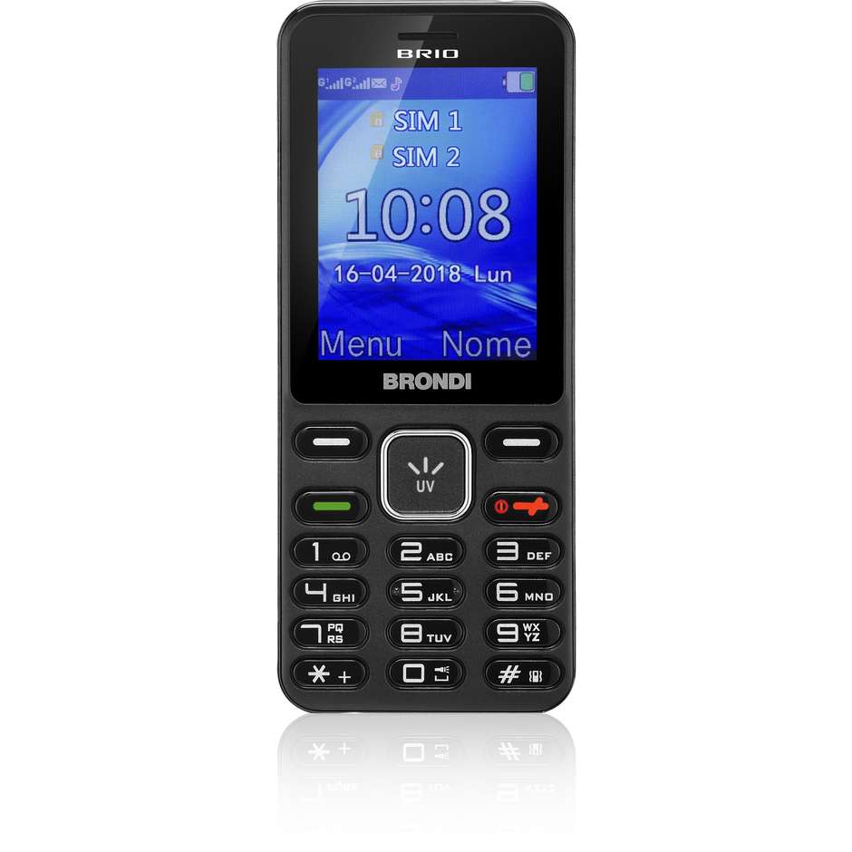 Brondi Brio Telefono cellulare Dual Sim Display 2,4" Fotocamera 1,3 MP colore Nero