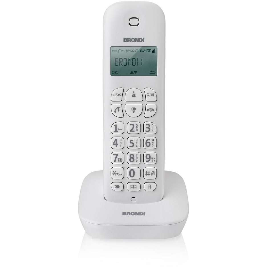 Brondi Gala Telefono Cordless DECT Display Monocromatico Retroilluminato ECO DECT Vivavoce Colore Bianco