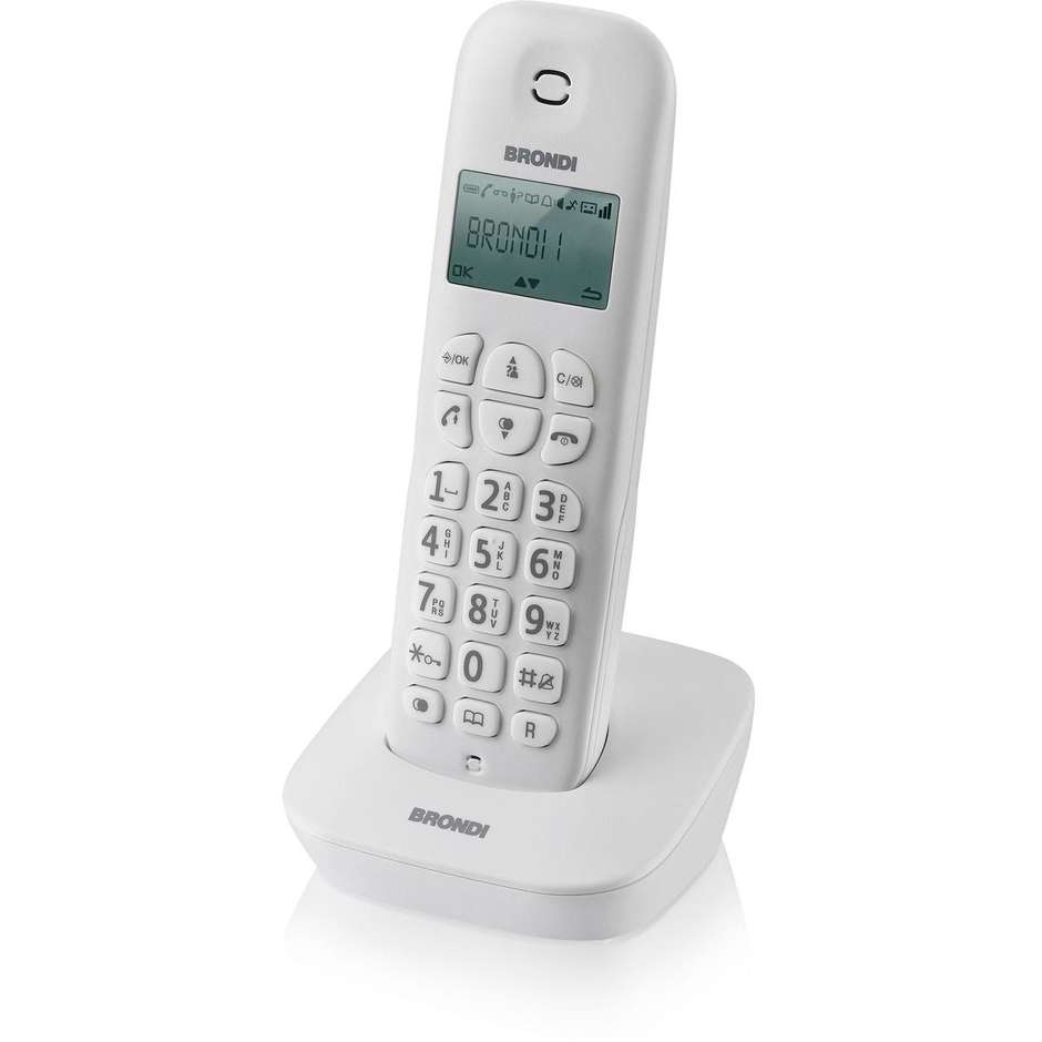Brondi Gala Telefono Cordless DECT Display Monocromatico Retroilluminato ECO DECT Vivavoce Colore Bianco