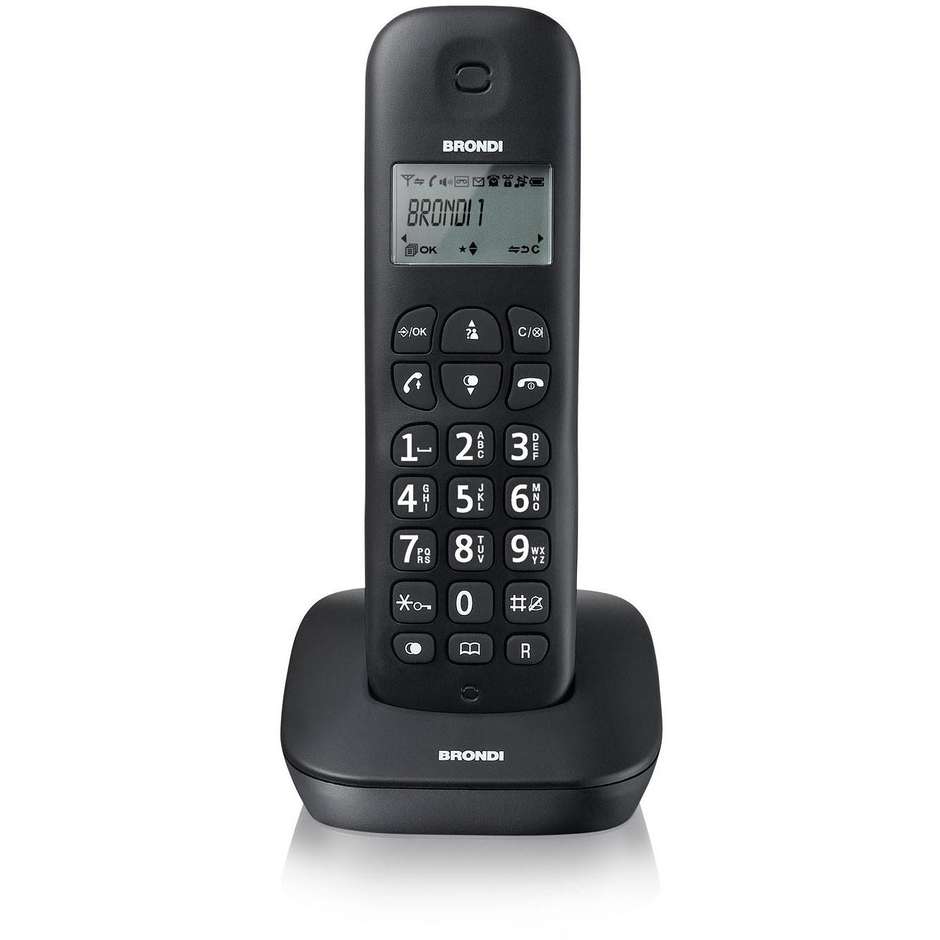 Brondi Gala Telefono Cordless DECT Display Monocromatico Retroilluminato ECO DECT Vivavoce Colore Nero