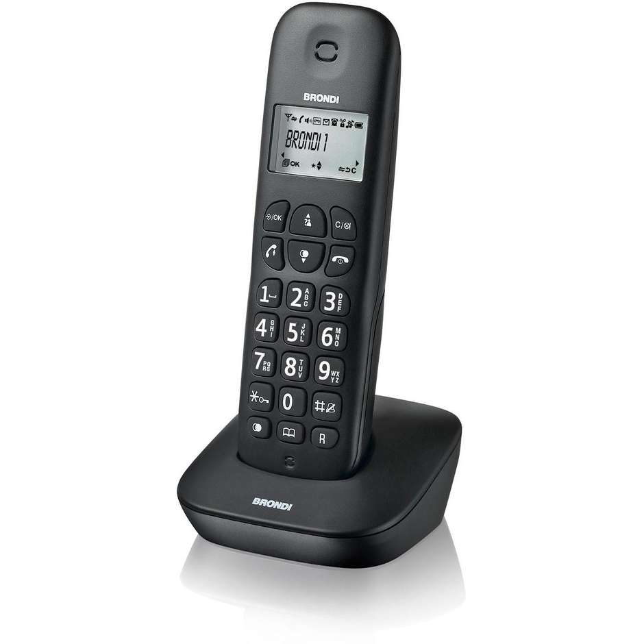 Brondi Gala Telefono Cordless DECT Display Monocromatico Retroilluminato ECO DECT Vivavoce Colore Nero