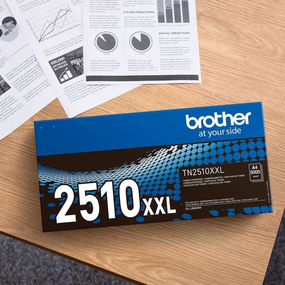 BROTHER TN2510XL Cartuccia Toner Originale Nero Alta Resa XL Resa 3000 Pagine per MFC-L2860DWE