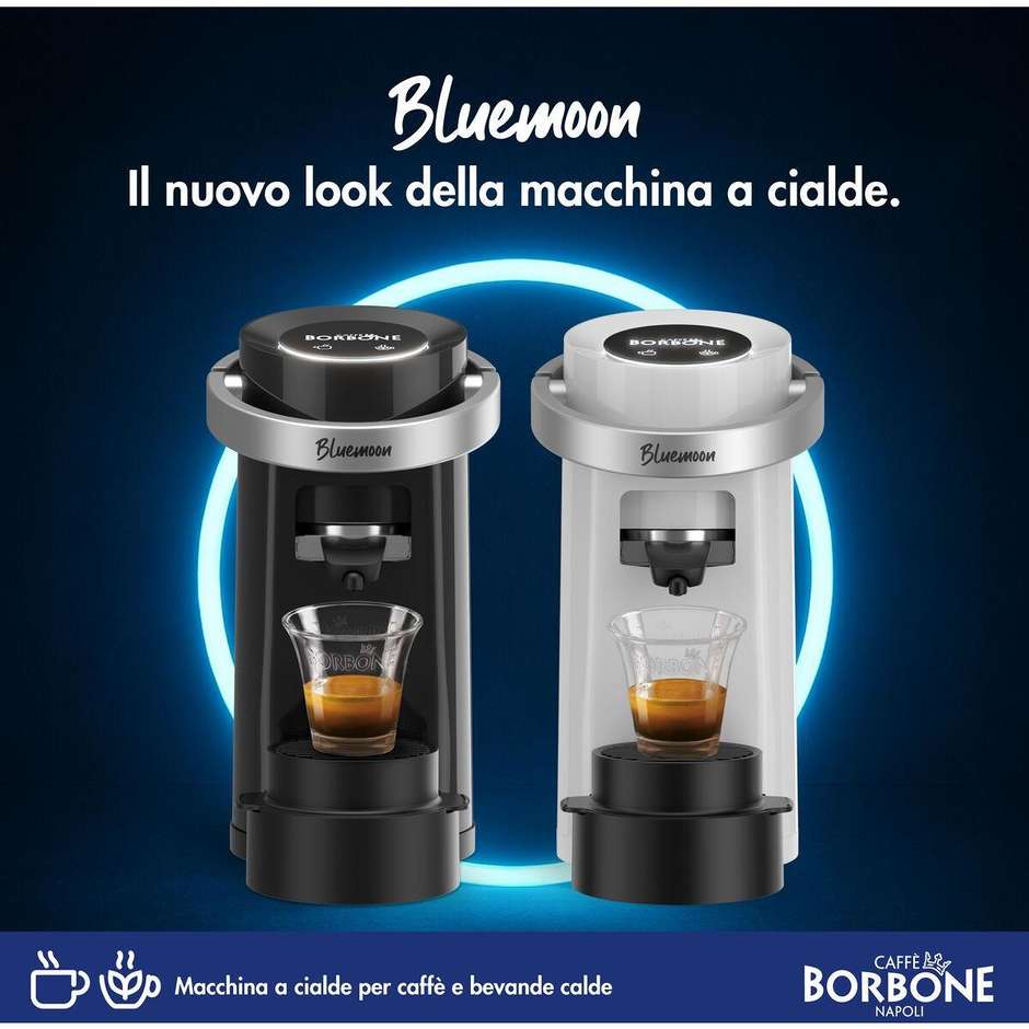Caffè Borbone Bluemoon Macchina da Caffè a Cialde Filtrocarta E.S.E. 44mm Pompa 15 Bar Bianco
