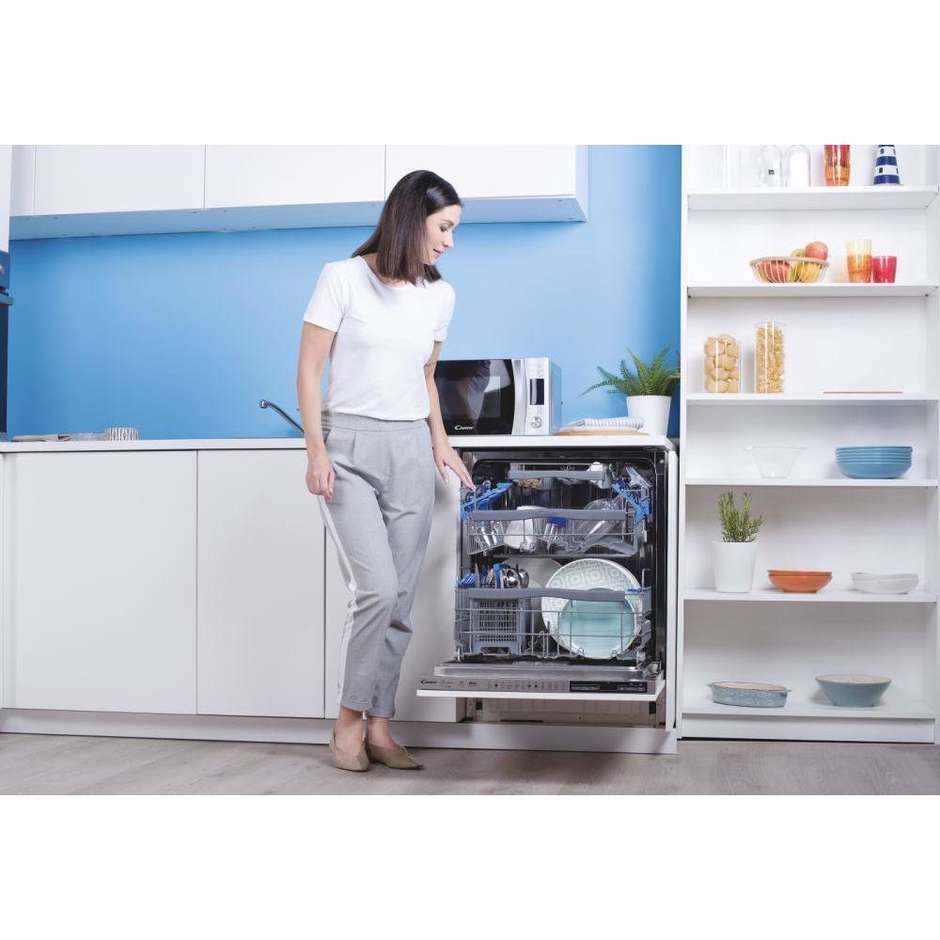 CANDY CELDIMN4S6 Lavastoviglie da Incasso a Scomparsa Totale 60 cm Standard 16 Coperti 12 Programmi Classe C 43 dB Cestelli Modulari