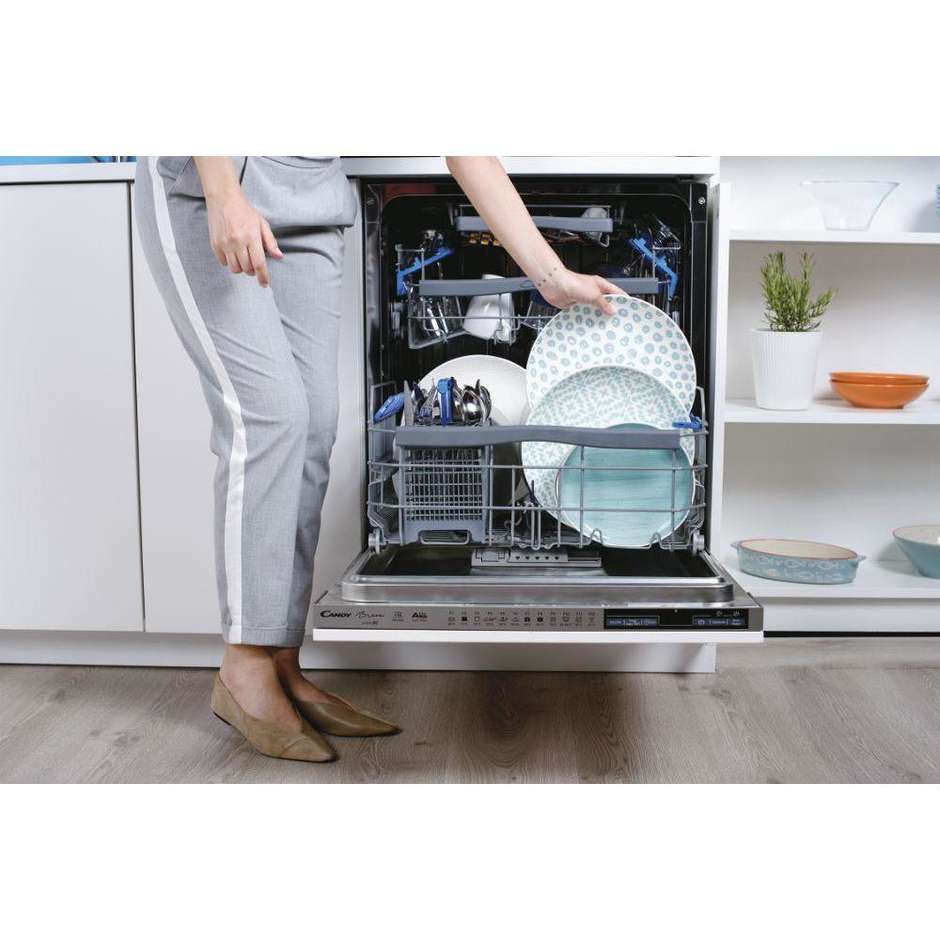 CANDY CELDIMN4S6 Lavastoviglie da Incasso a Scomparsa Totale 60 cm Standard 16 Coperti 12 Programmi Classe C 43 dB Cestelli Modulari