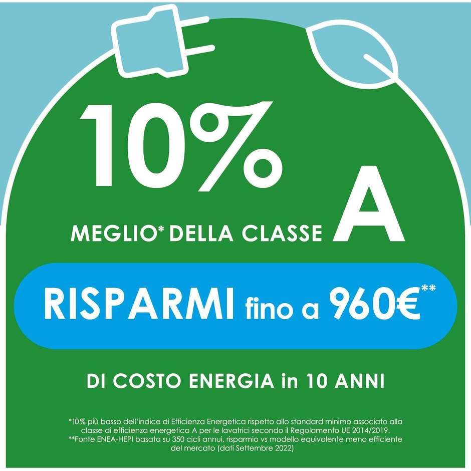 Candy CO4104TWM Lavatrice Carica frontale Capacita 10 Kg 1400 Giri/min Classe A Colore Bianco