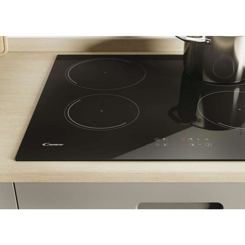 Candy KRCDJ642 Piano Cottura a Induzione 60 cm 4 Zone con Booster Touch Control 7000W Vetroceramica Nero