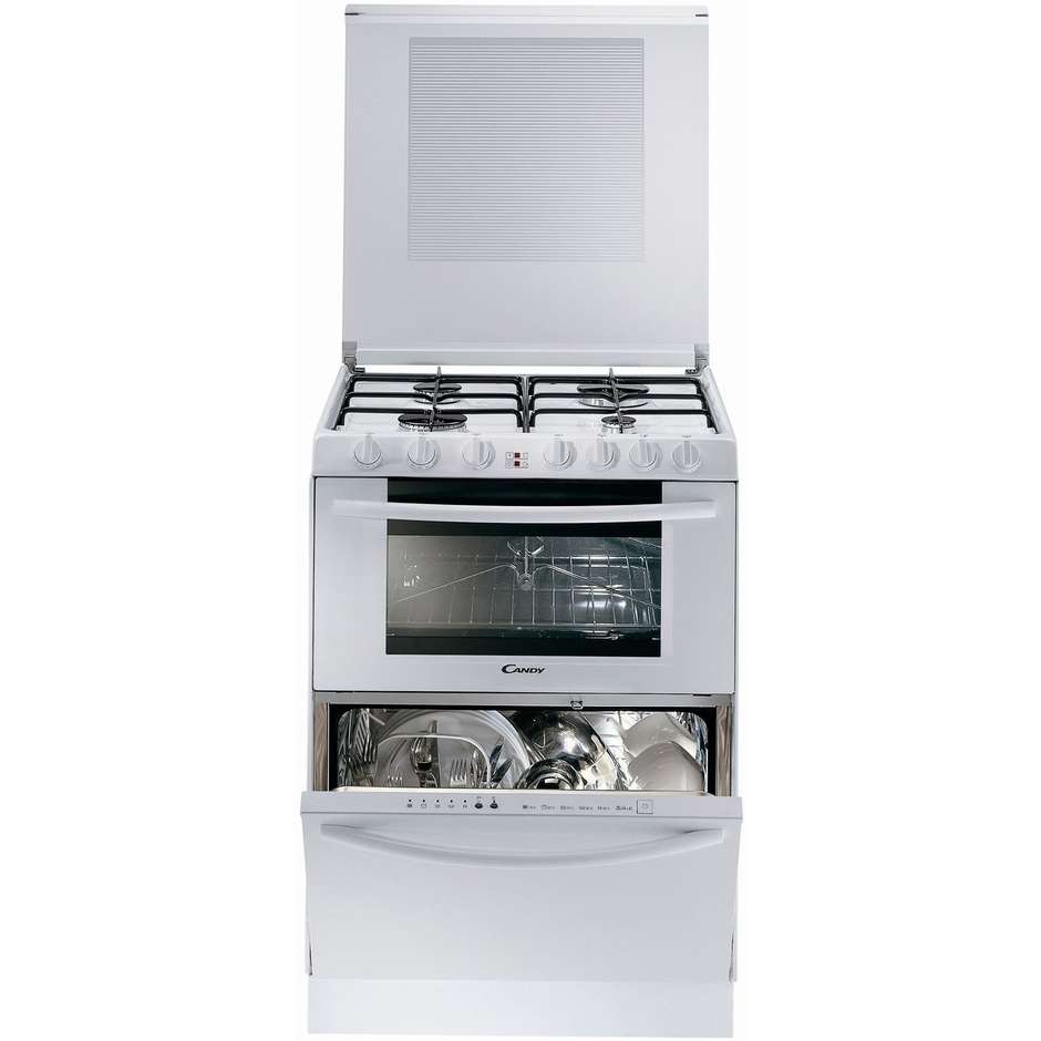 Candy TRIO 9501/1 W cucina 60x60 4 fuochi a gas forno elettrico 41 litri + lavastoviglie 6 coperti classe A colore bianco