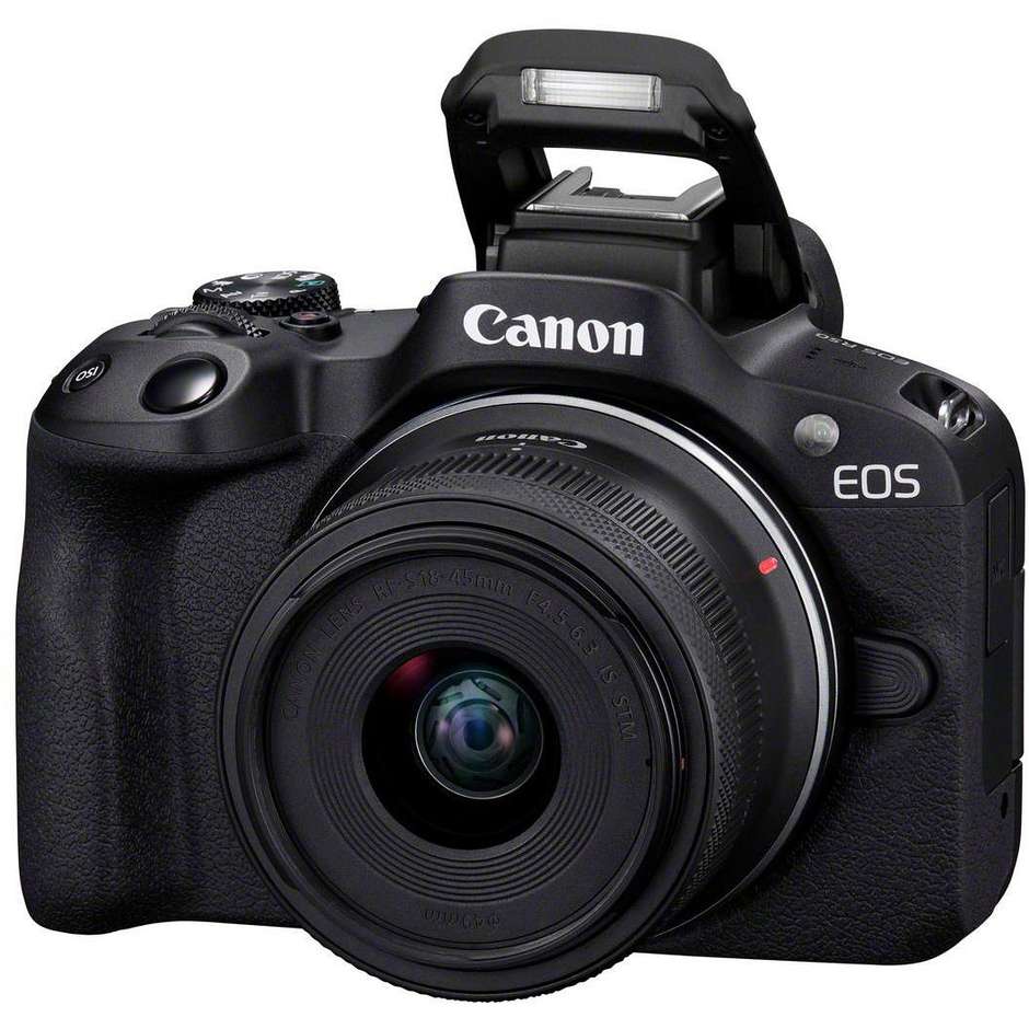 Canon EOS R50, Black + RF-S 18-45mm F4.5-6.3 IS STM Kit MILC 24,2 MP CMOS 6000 x 4000 Pixel Colore Nero