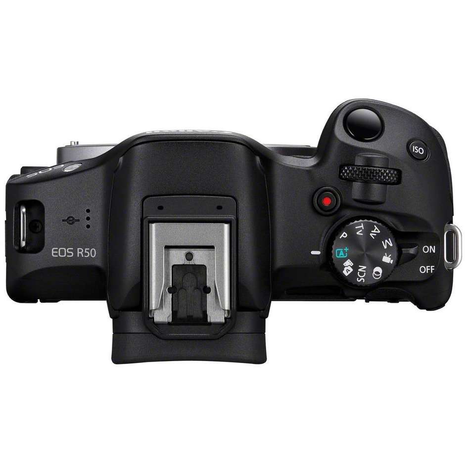 Canon EOS R50, Black + RF-S 18-45mm F4.5-6.3 IS STM Kit MILC 24,2 MP CMOS 6000 x 4000 Pixel Colore Nero