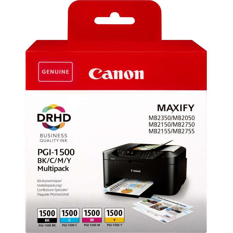 Canon PGI-1500 BK/C/M/Y Cartuccia Ink-Jet multicolore