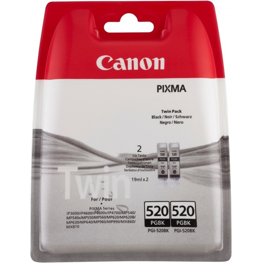 Canon PGI-520 Twinpack Cartuccia d'inchiostro nero (confezione doppia) colore bianco e rosso