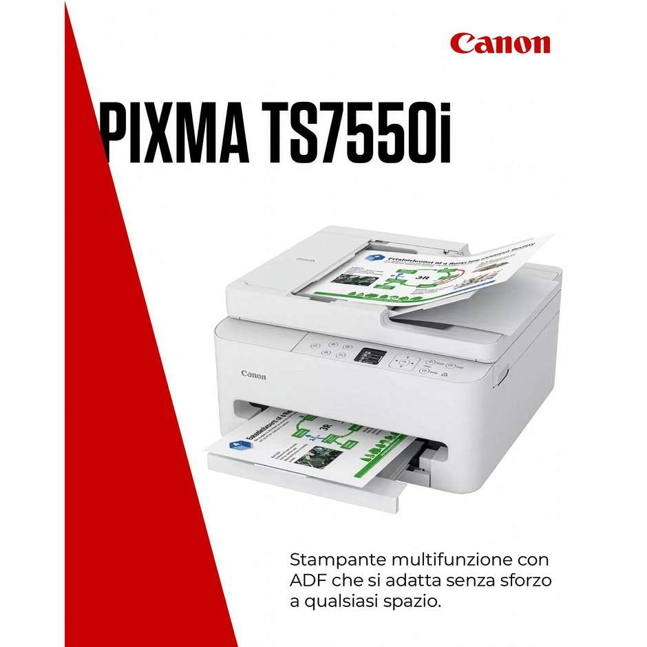 Canon PIXMA TS7550i Stampante Multifunzione Inkjet A4 Wi-Fi Bianco