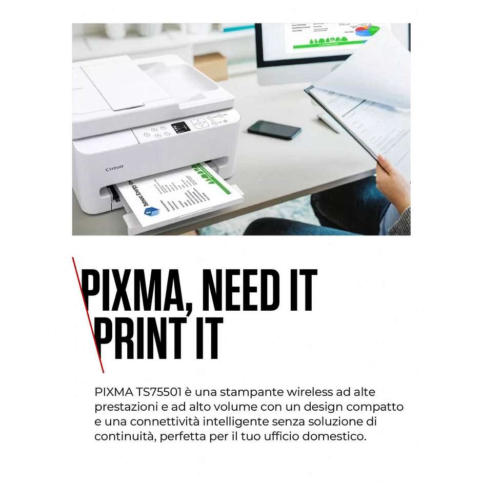 Canon PIXMA TS7550i Stampante Multifunzione Inkjet A4 Wi-Fi Bianco