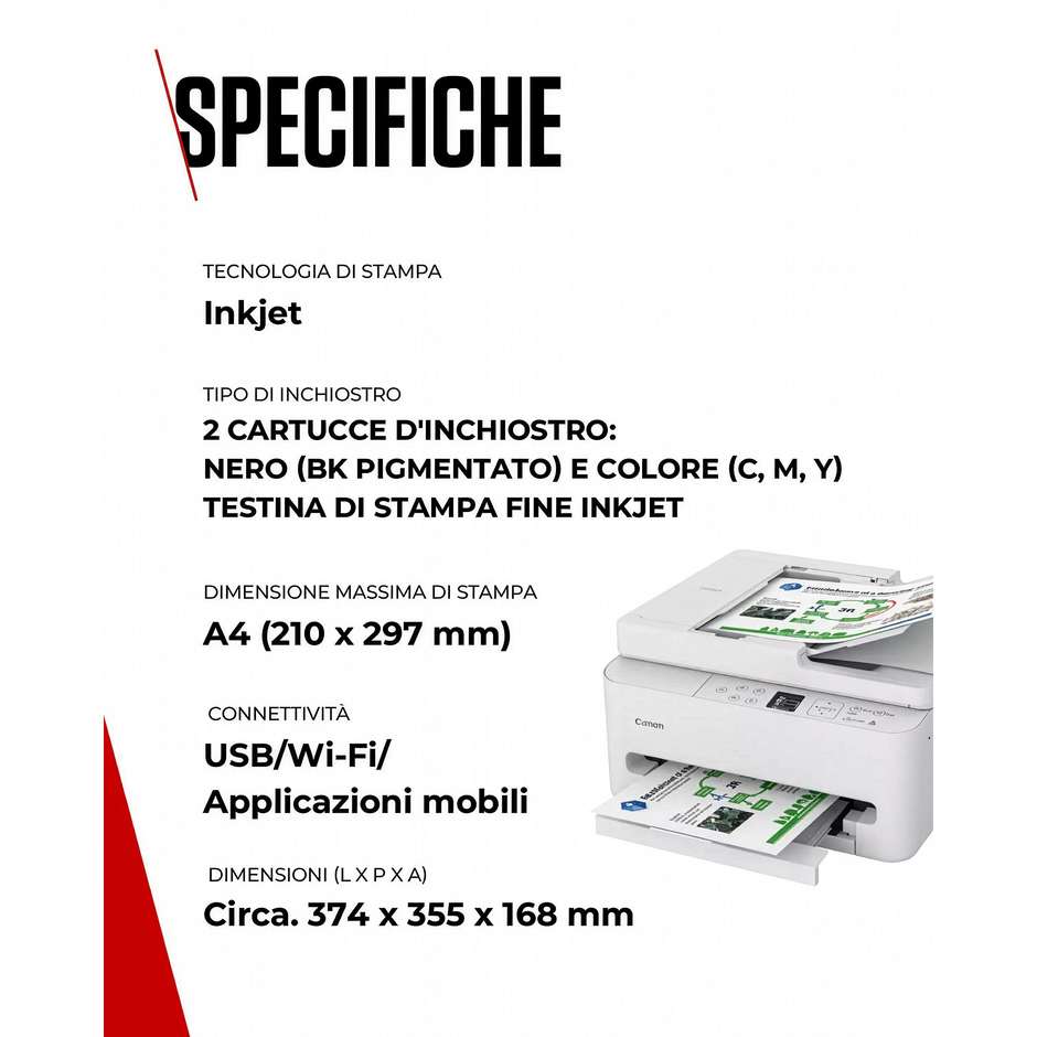 Canon PIXMA TS7550i Stampante Multifunzione Inkjet A4 Wi-Fi Bianco