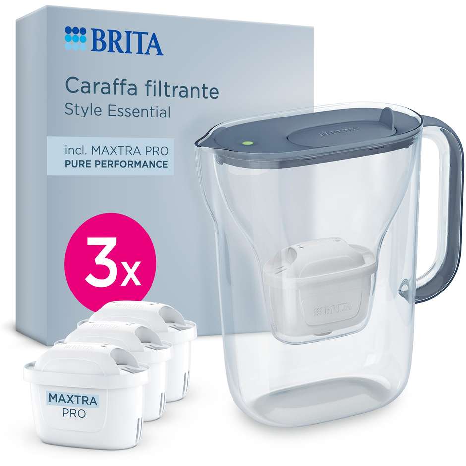 caraffa filtrante essential stoneblue + 3 filtri