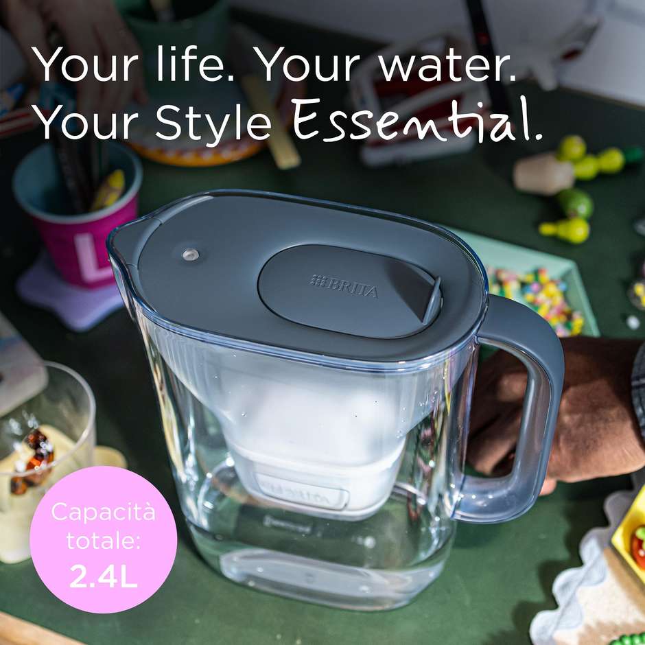 caraffa filtrante essential stoneblue + 3 filtri