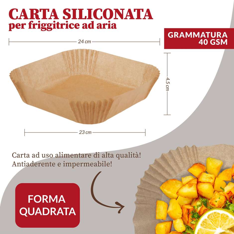 carta da forno quadrata 23x4,5 100pz
