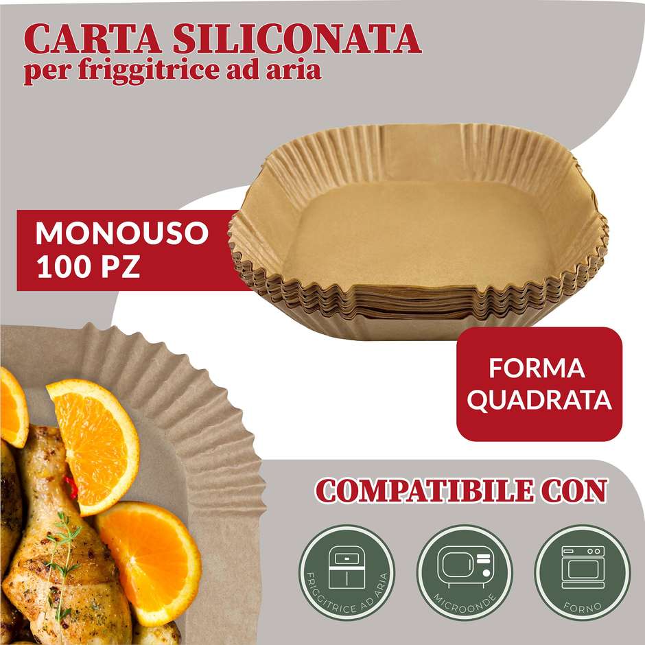 carta da forno quadrata 23x4,5 100pz