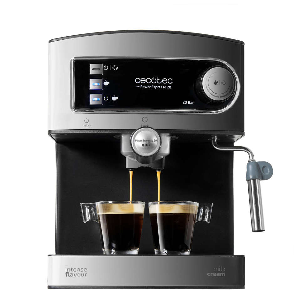Cecotec 01503 Power Espresso 20 Macchina da caffè Capacità 1,5 litri Potenza 850 W colore argento e nero