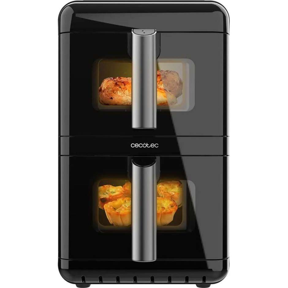Cecotec CECOFRYDUOLEVEL12000WINDOW Friggitrice ad Aria Calda 5 L 2900W con Cestello Singolo Antiaderente Nero