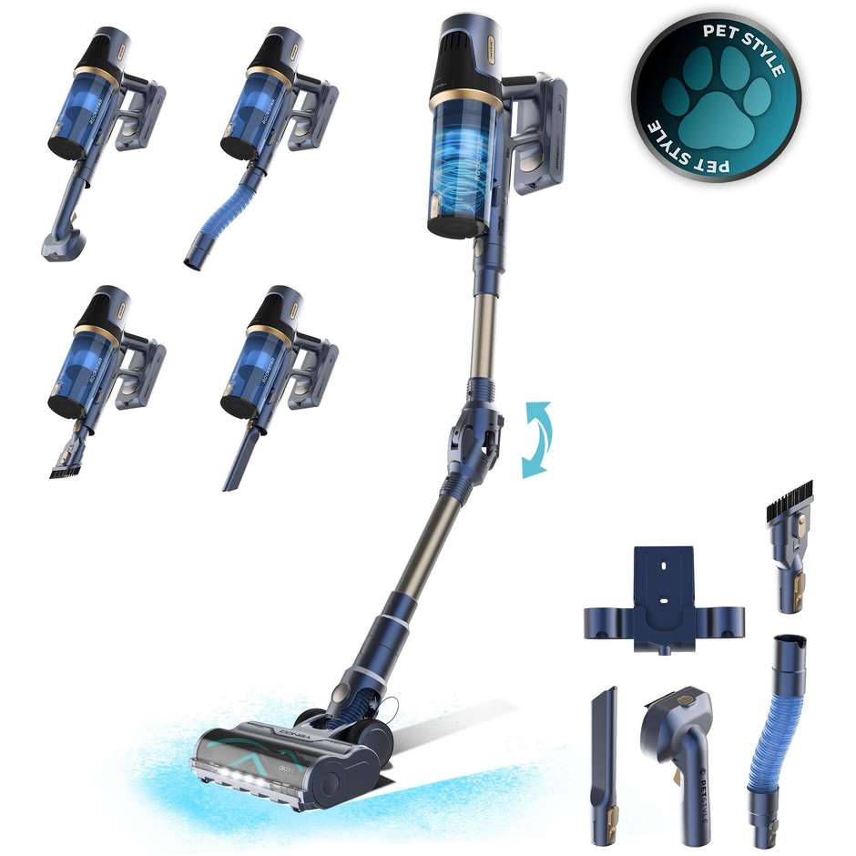 Cecotec Conga Rockstar RS70 Pet Flex Scopa Elettrica Senza Fili 500 W Blu