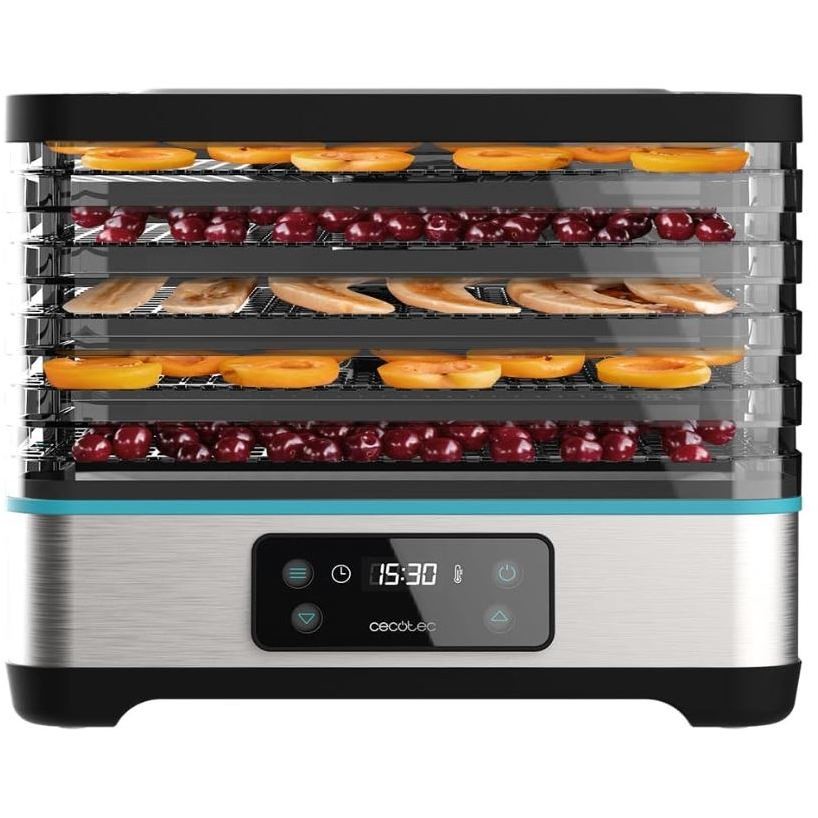 Cecotec Deidratatore alimentare VitaDry Pro Potenza 300 W 5 vassoi regolabile in altezza Display digitale Temperatura 35°-70° Colore Dark Inox