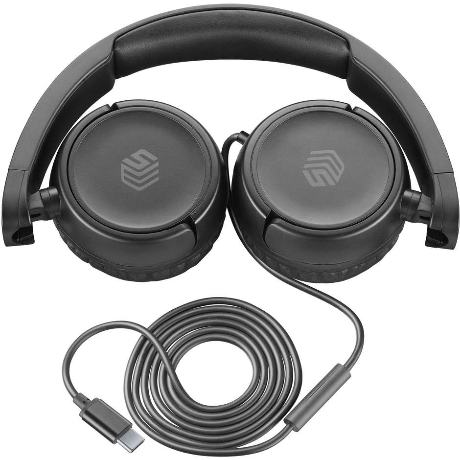 Cellular Line MUSICSOUNDUSBCK Cuffie Wireless Bluetooth ad Alta Risoluzione Nero