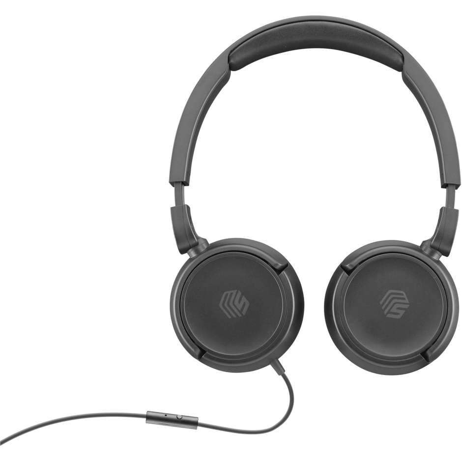 CELLULAR LINE MUSICSOUNDUSBCK Cuffie Wireless Bluetooth con Microfono Integrato Cancellazione Attiva del Rumore ANC Colore Black