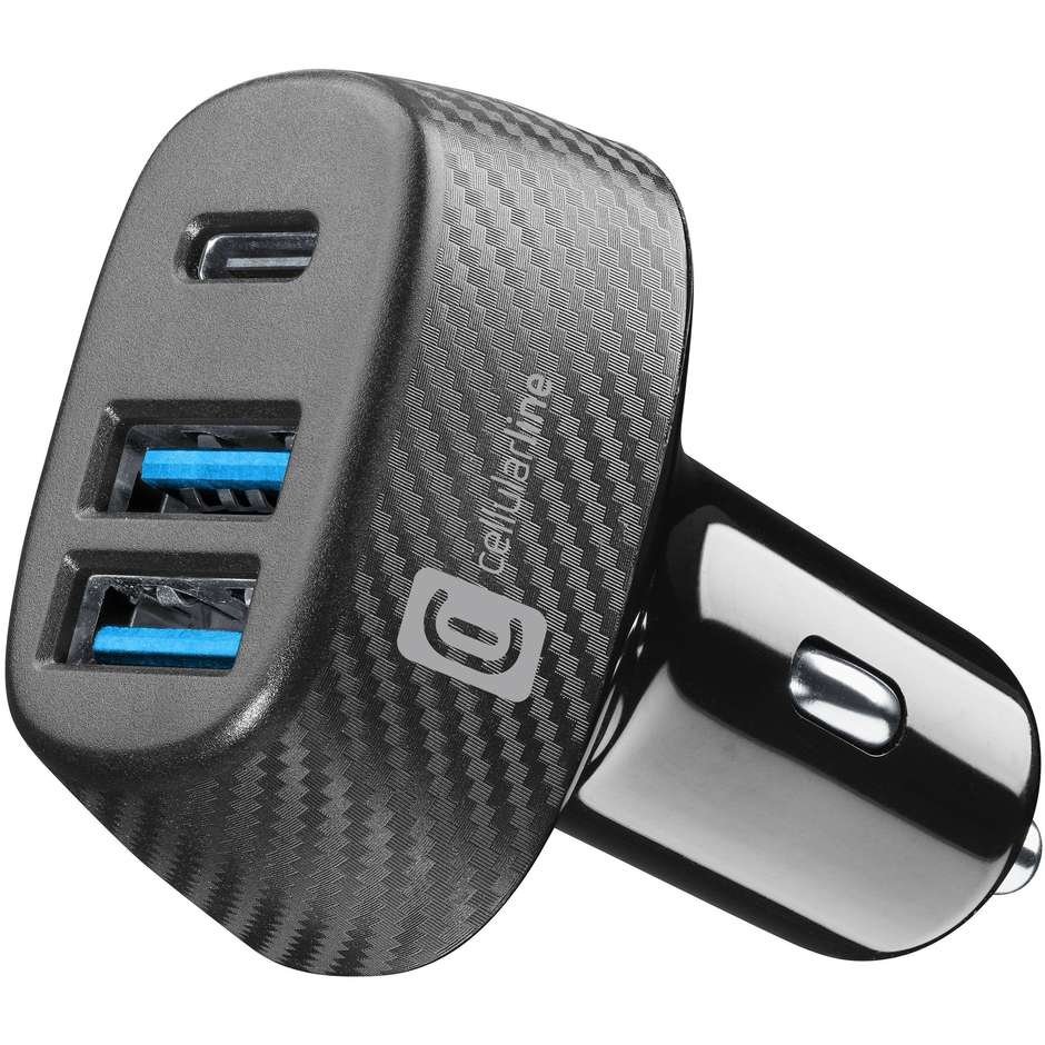 CELLULAR LINE USB3PD44WK Caricabatterie da Auto Fast Charge 43 W Nero