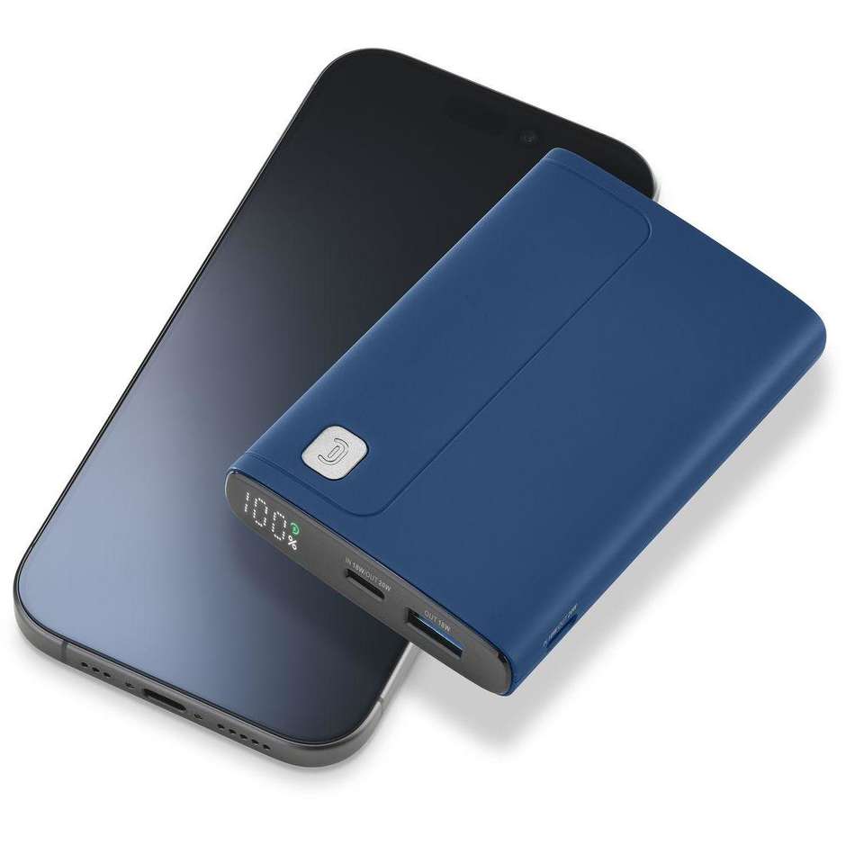 Cellularline Elite 10000 Power Bank 10000 mAh Display LED Power Delivery 20W Blu (PBDISPL01PD10000B)