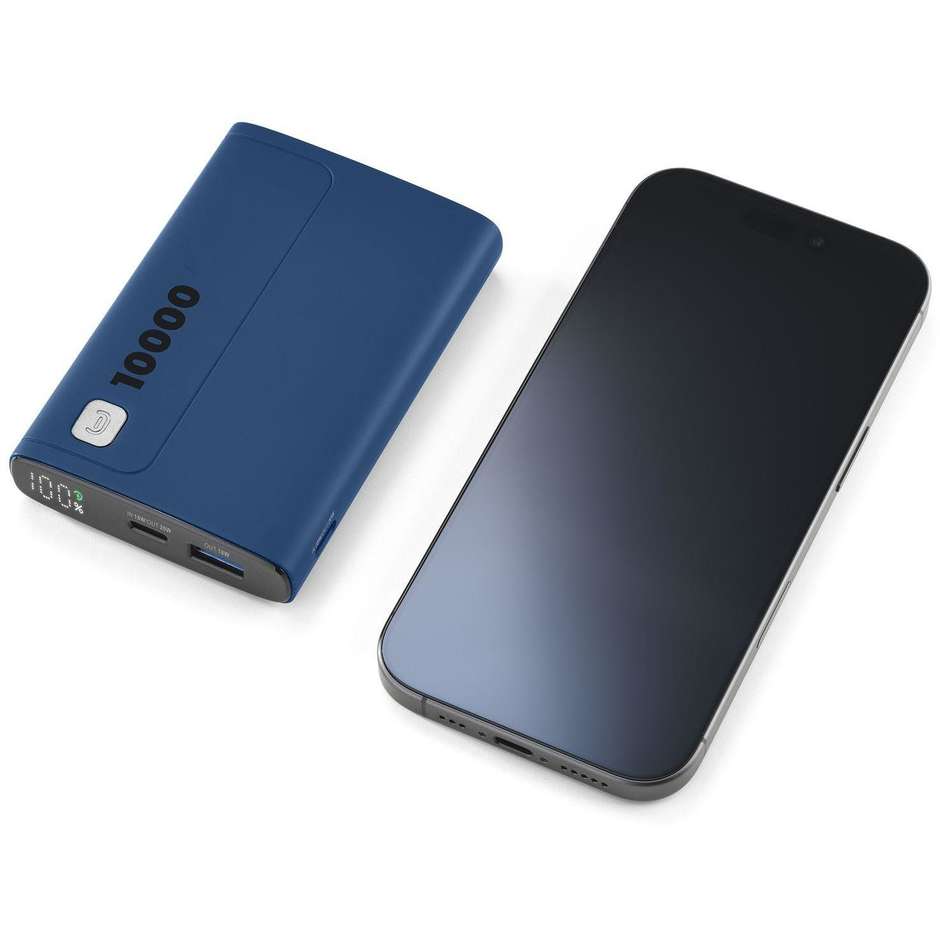 Cellularline Elite 10000 Power Bank 10000 mAh Display LED Power Delivery 20W Blu (PBDISPL01PD10000B)