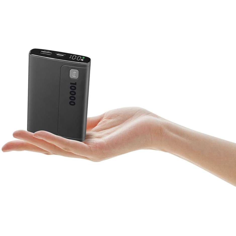 Cellularline Elite 10000 Power Bank 10000 mAh Display LED Power Delivery 20W Nero (PBDISPL01PD10000K)